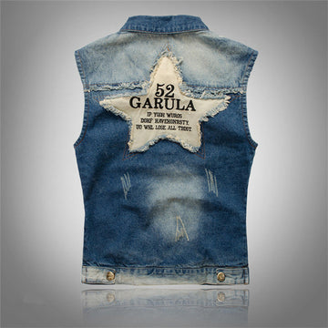 Retro Ripped Star Denim Vest